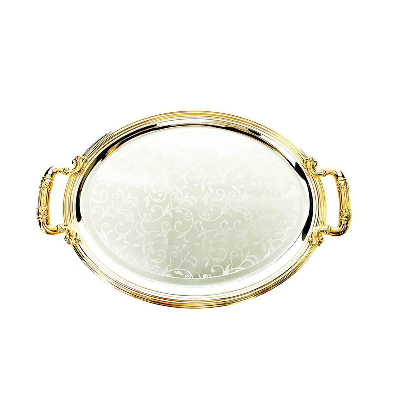 ZOLTEN SILVERPLATED 3PC LARGE, MEDIUM AND SMALL SIZES OVAL TRAY SET 52.7X40.5 / 44.7X34.5 / 35.2X2 CM, GOLD/SILVER COLOUR