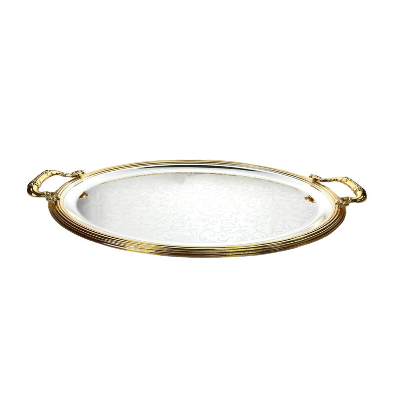 ZOLTEN SILVERPLATED 3PC LARGE, MEDIUM AND SMALL SIZES OVAL TRAY SET 52.7X40.5 / 44.7X34.5 / 35.2X2 CM, GOLD/SILVER COLOUR